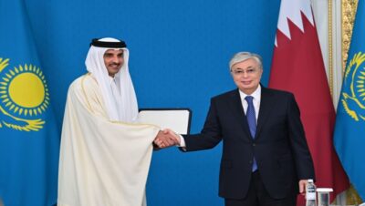 President Kassym-Jomart Tokayev awarded the Amir of Qatar Sheikh Tamim bin Hamad Al Thani with the “Altyn Kyran” Order
